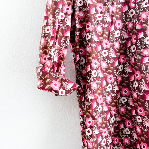 J. Mclaughlin Berlin Shirt Dress in Mountain Floral Pink/Coffee 100% Cotton - Picture 7 of 8